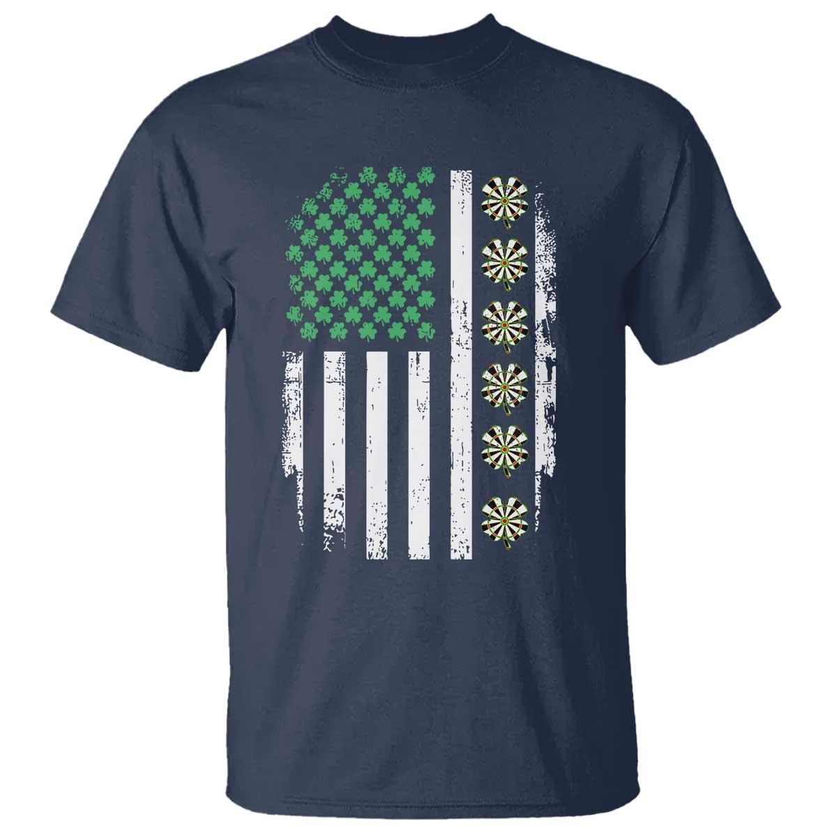 Vintage Shamrock Lucky Darts T Shirt St Patricks Day Gift TS12 Navy Print Your Wear