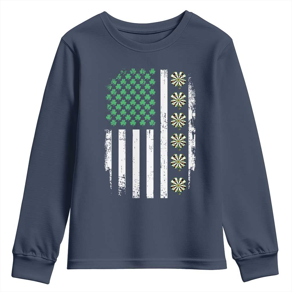 Vintage Shamrock Lucky Darts Youth Sweatshirt St Patricks Day Gift TS12 Navy Print Your Wear