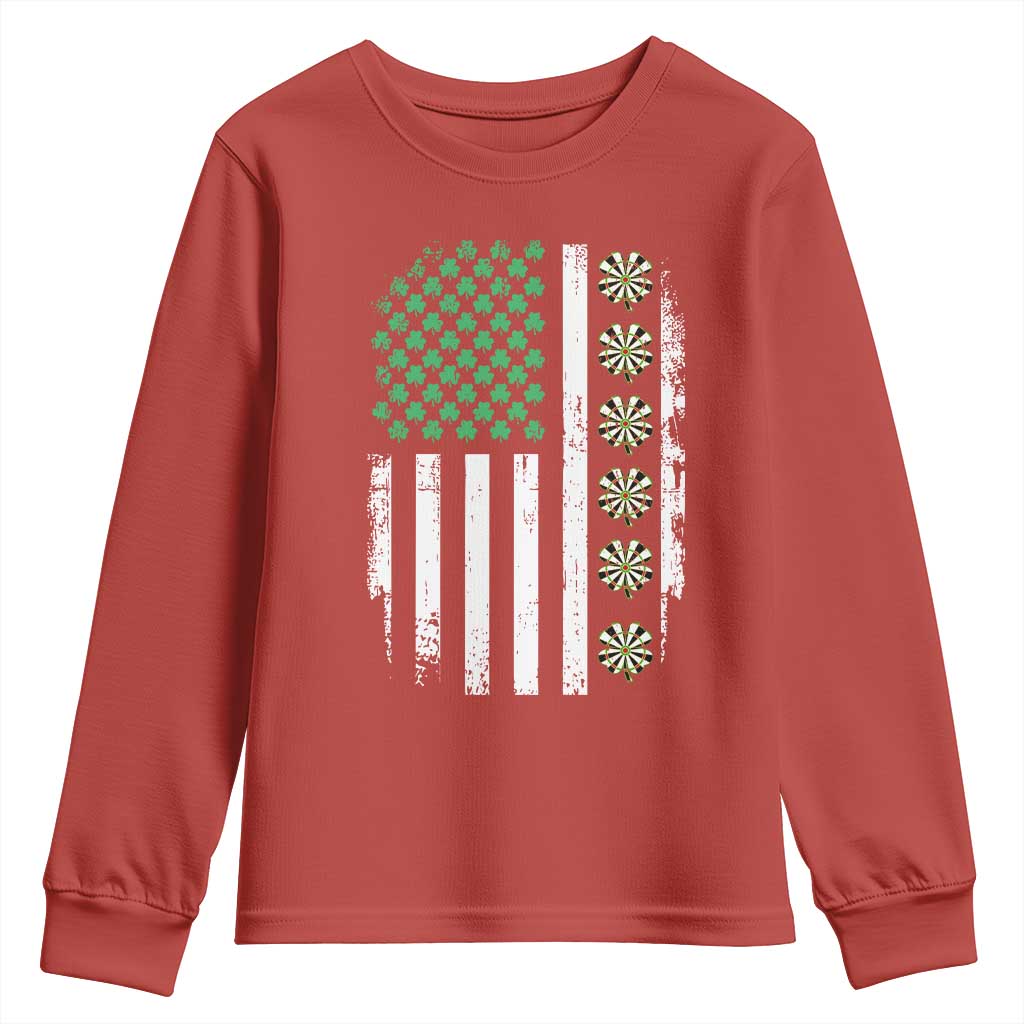 Vintage Shamrock Lucky Darts Youth Sweatshirt St Patricks Day Gift TS12 Red Print Your Wear