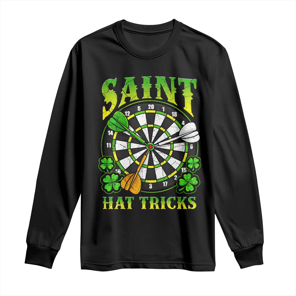 Funny Darts St Patricks Day Gift Long Sleeve Shirt Saint Hat Tricks TS12 Black Print Your Wear