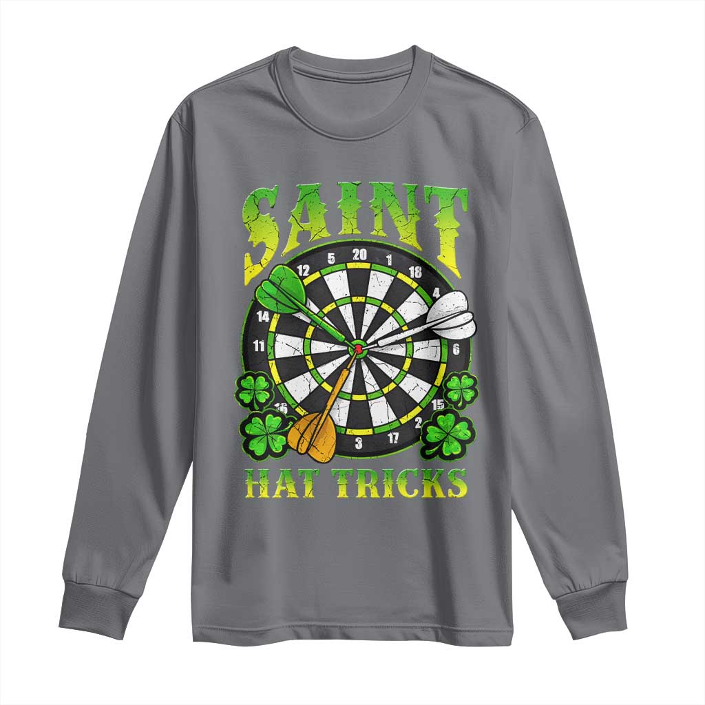 Funny Darts St Patricks Day Gift Long Sleeve Shirt Saint Hat Tricks TS12 Charcoal Print Your Wear