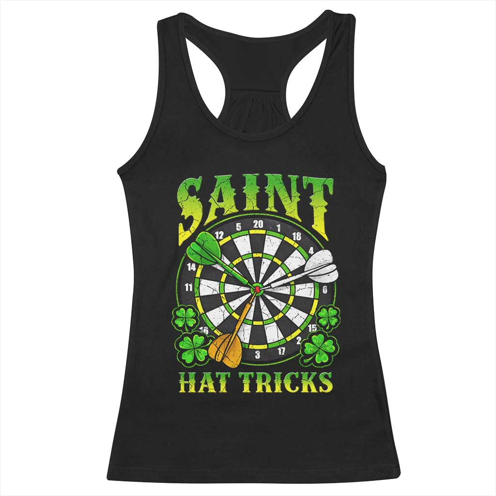 Funny Darts St Patricks Day Gift Racerback Tank Top Saint Hat Tricks TS12 Black Print Your Wear