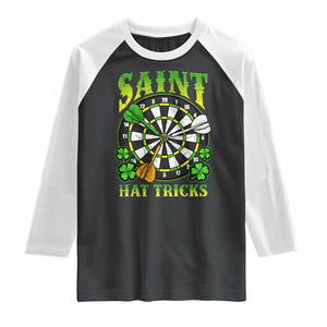 Funny Darts St Patricks Day Gift Raglan Shirt Saint Hat Tricks TS12 Black White Print Your Wear