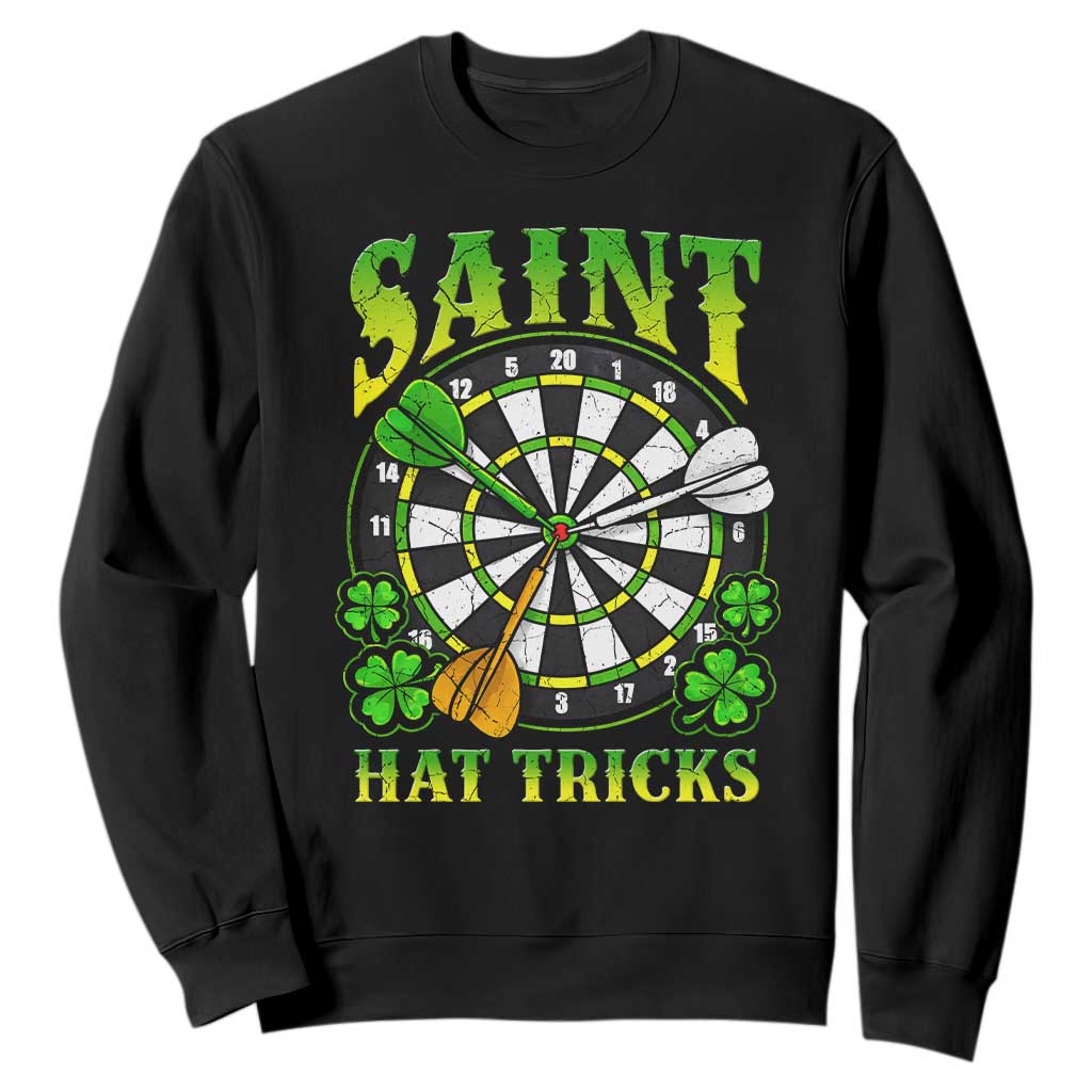 Funny Darts St Patricks Day Gift Sweatshirt Saint Hat Tricks TS12 Black Print Your Wear