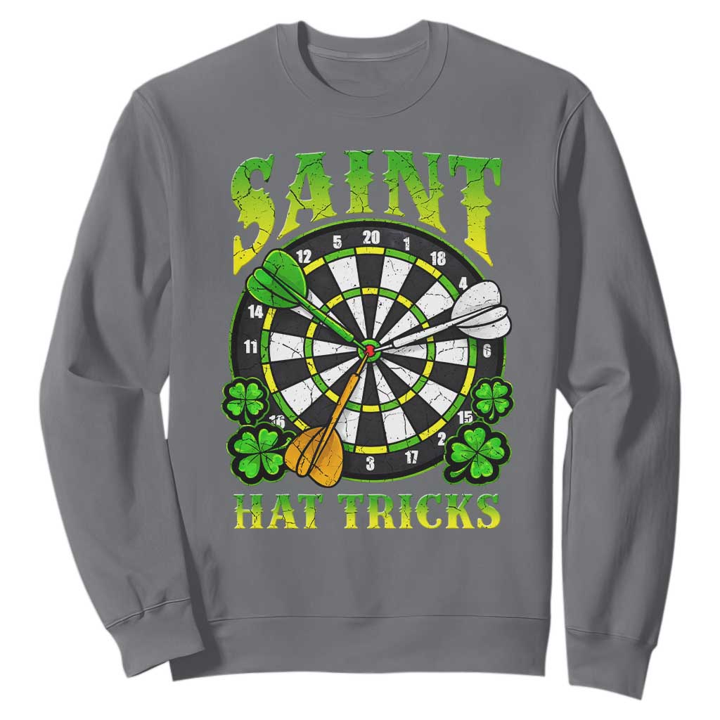 Funny Darts St Patricks Day Gift Sweatshirt Saint Hat Tricks TS12 Charcoal Print Your Wear
