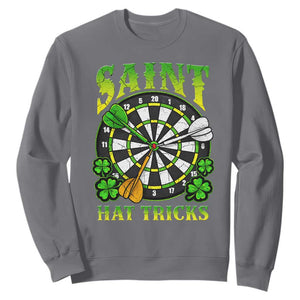 Funny Darts St Patricks Day Gift Sweatshirt Saint Hat Tricks TS12 Charcoal Print Your Wear