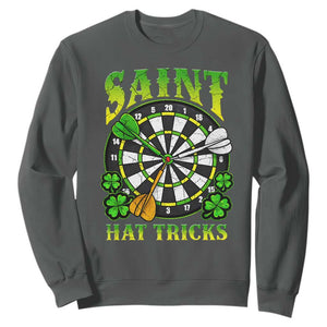 Funny Darts St Patricks Day Gift Sweatshirt Saint Hat Tricks TS12 Dark Heather Print Your Wear
