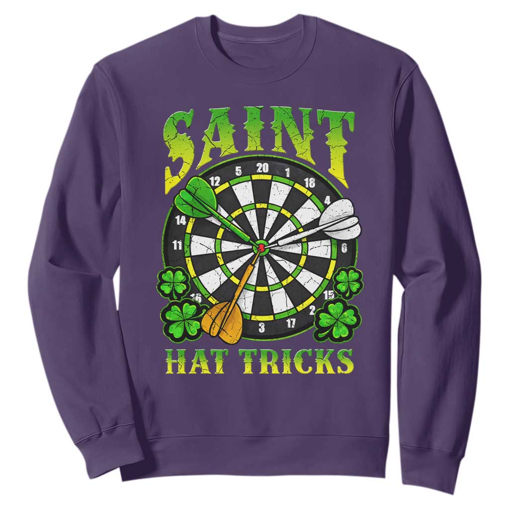 Funny Darts St Patricks Day Gift Sweatshirt Saint Hat Tricks TS12 Purple Print Your Wear