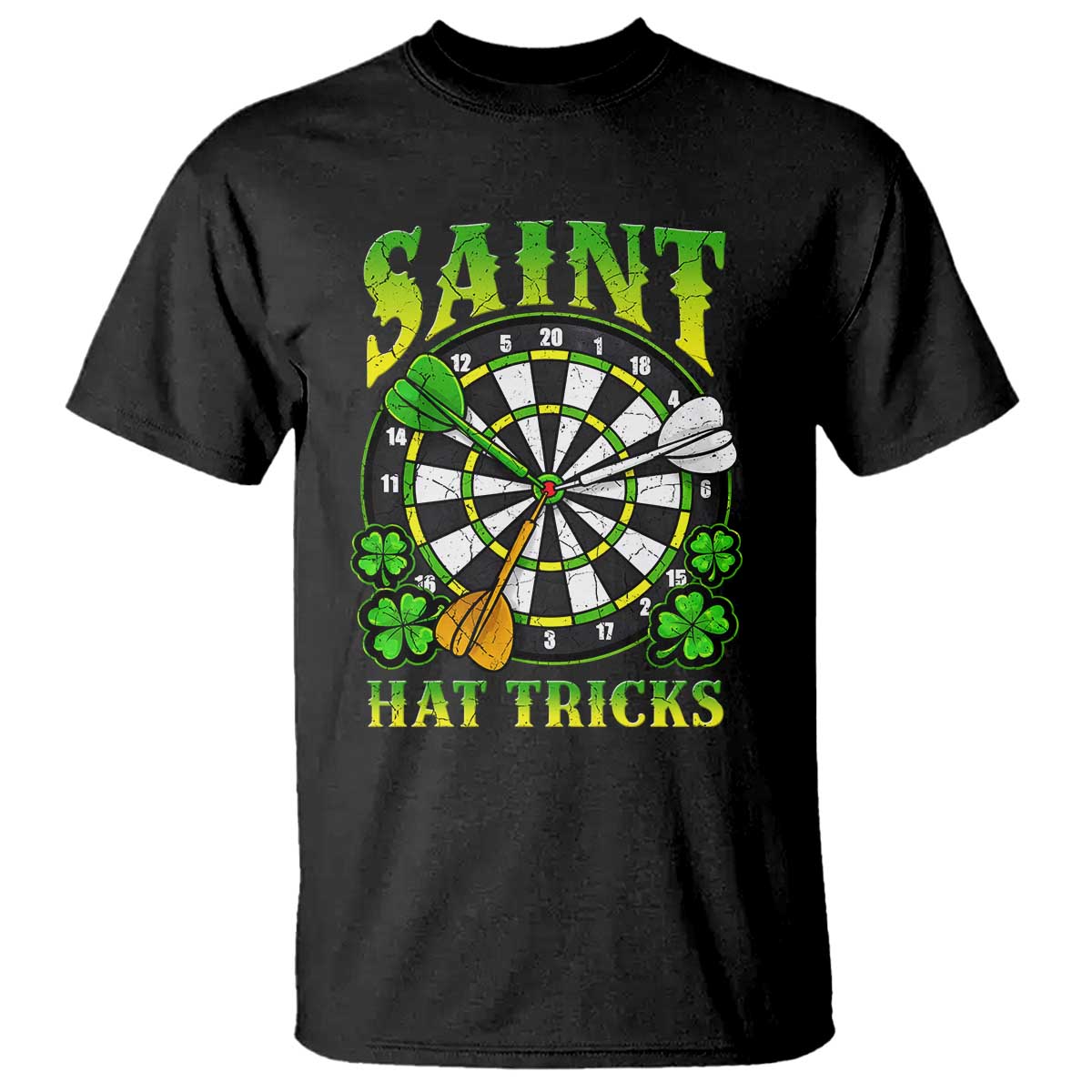 Funny Darts St Patricks Day Gift T Shirt Saint Hat Tricks TS12 Black Print Your Wear