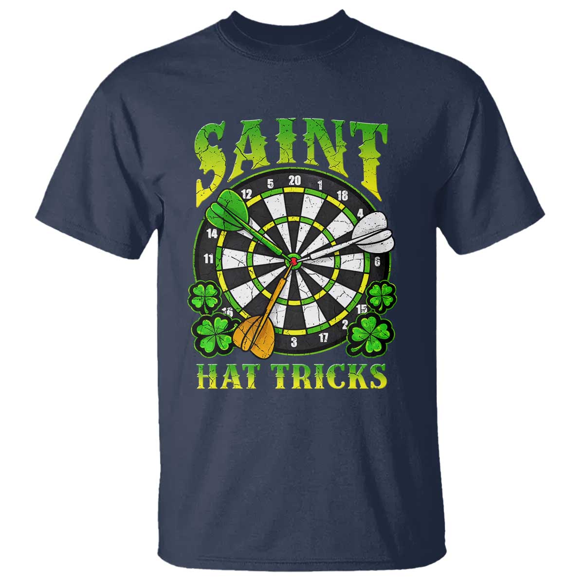 Funny Darts St Patricks Day Gift T Shirt Saint Hat Tricks TS12 Navy Print Your Wear