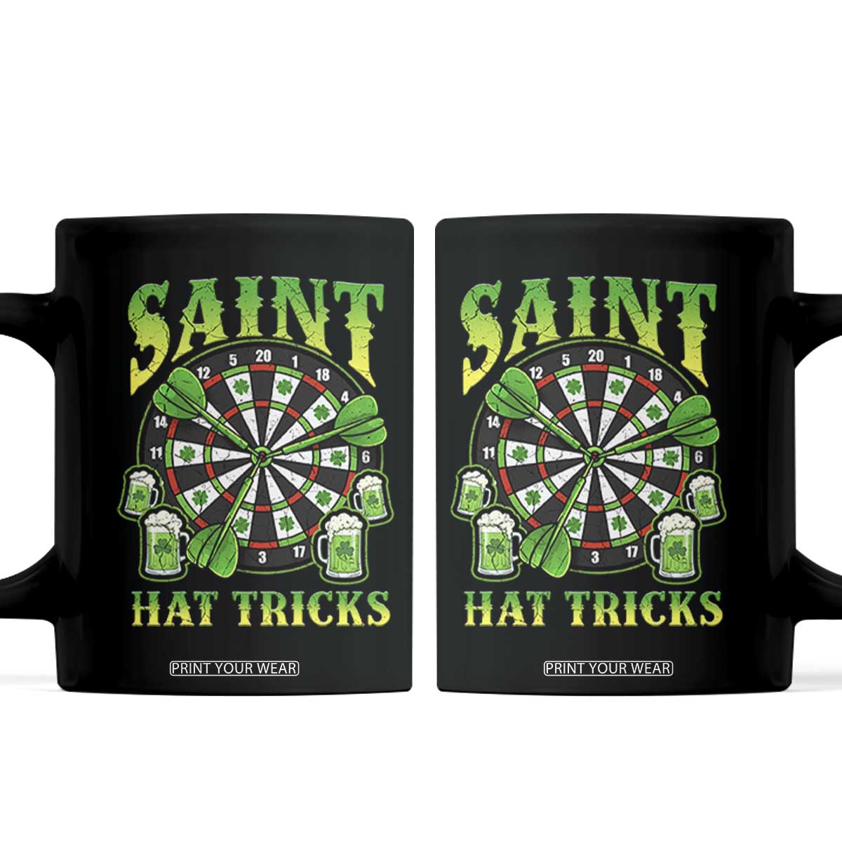 Saint Hat Tricks St Patricks Day Coffee Mug Darts Player Gift TS12 Black Print Your Wear