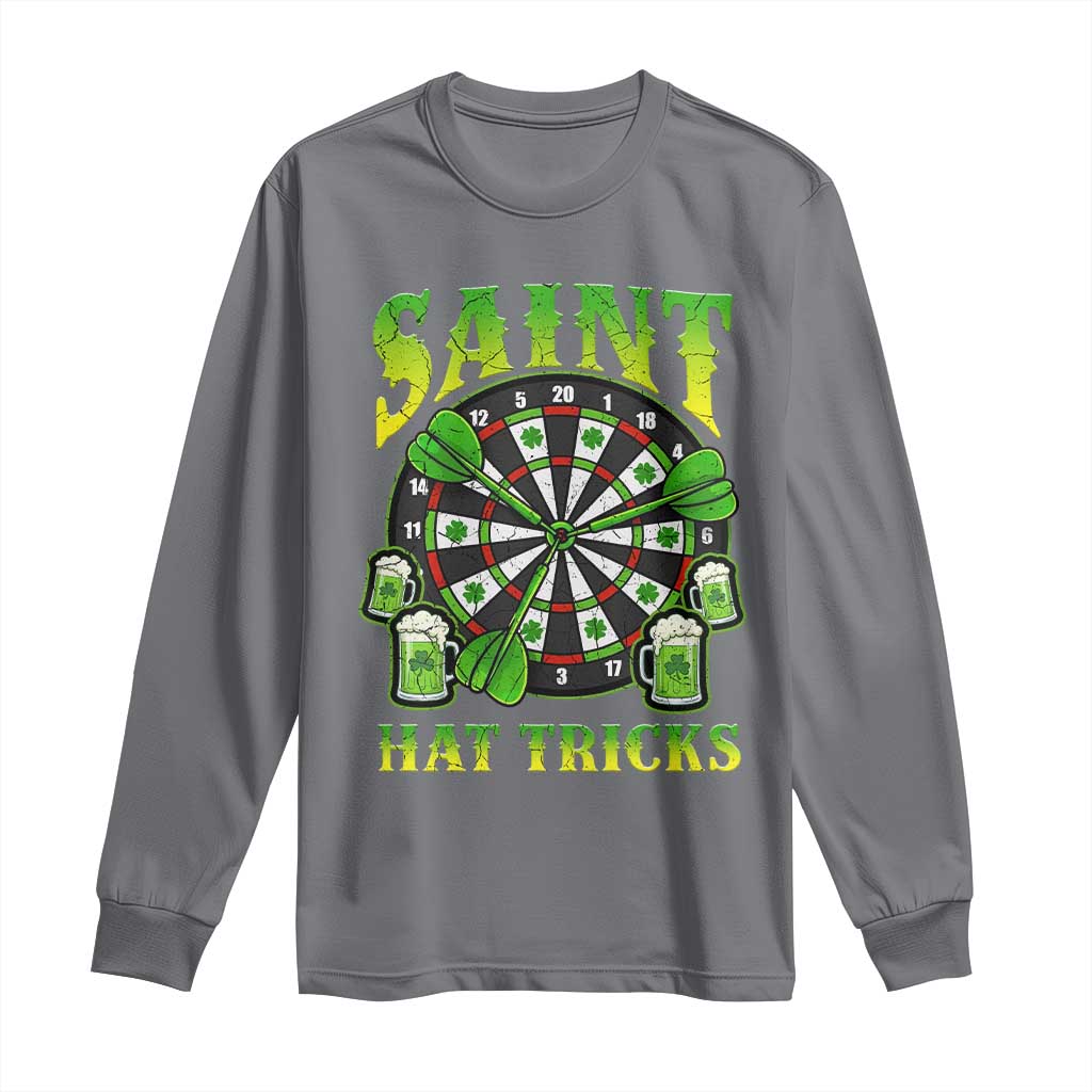Saint Hat Tricks St Patricks Day Long Sleeve Shirt Darts Player Gift TS12 Charcoal Print Your Wear