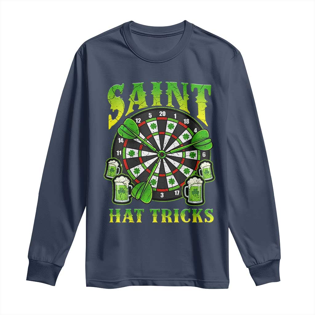 Saint Hat Tricks St Patricks Day Long Sleeve Shirt Darts Player Gift TS12 Navy Print Your Wear