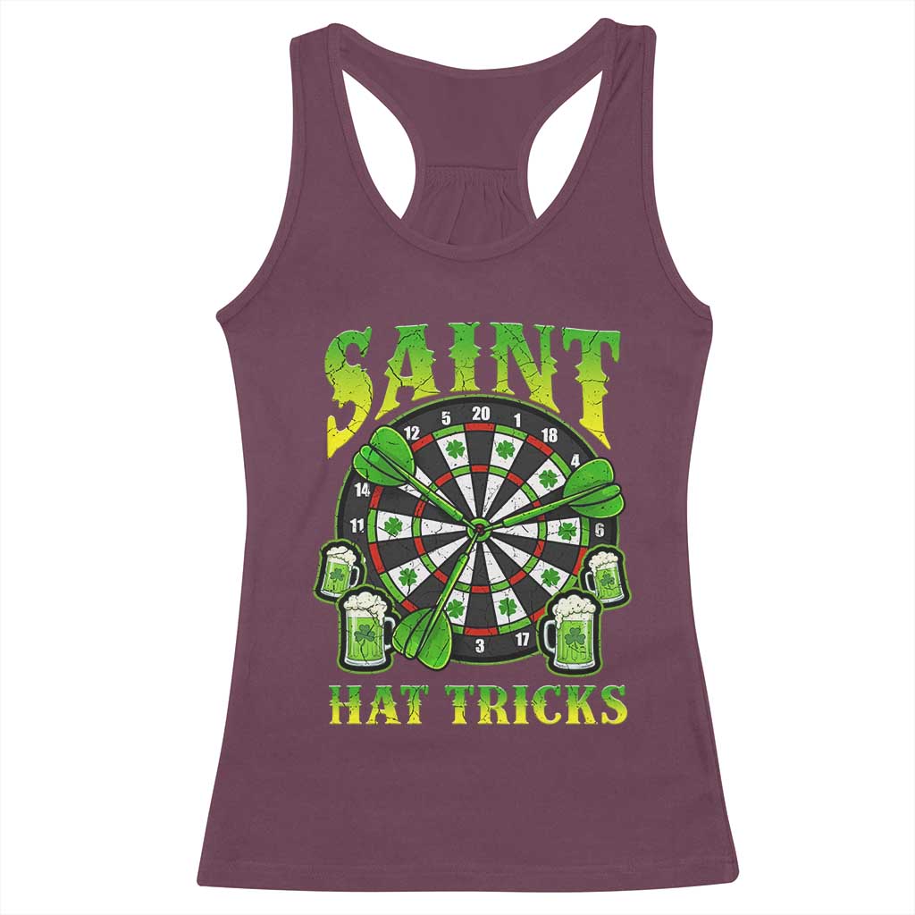 Saint Hat Tricks St Patricks Day Racerback Tank Top Darts Player Gift TS12 Maroon Print Your Wear