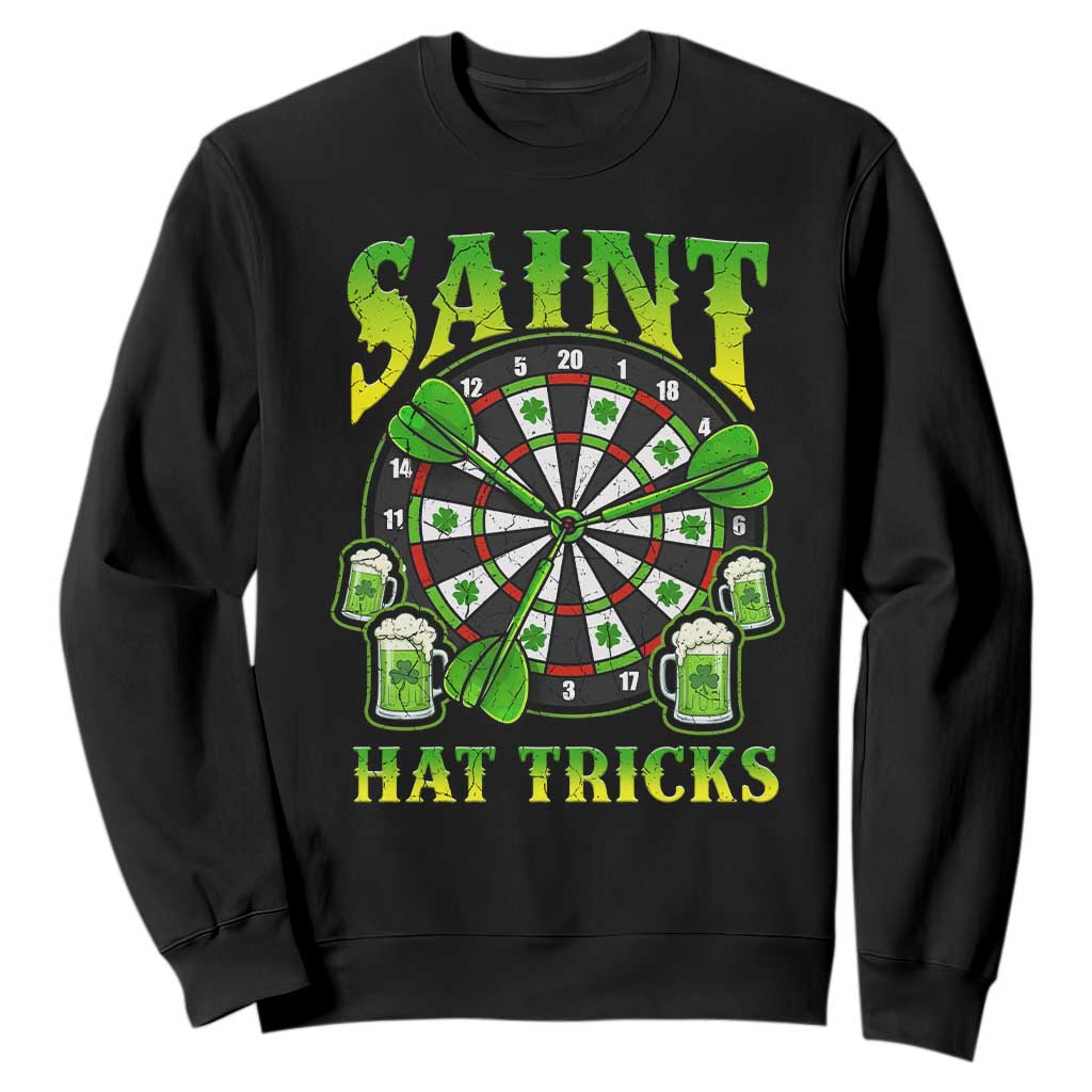 Saint Hat Tricks St Patricks Day Sweatshirt Darts Player Gift TS12 Black Print Your Wear