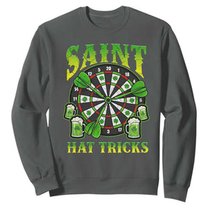 Saint Hat Tricks St Patricks Day Sweatshirt Darts Player Gift TS12 Dark Heather Print Your Wear