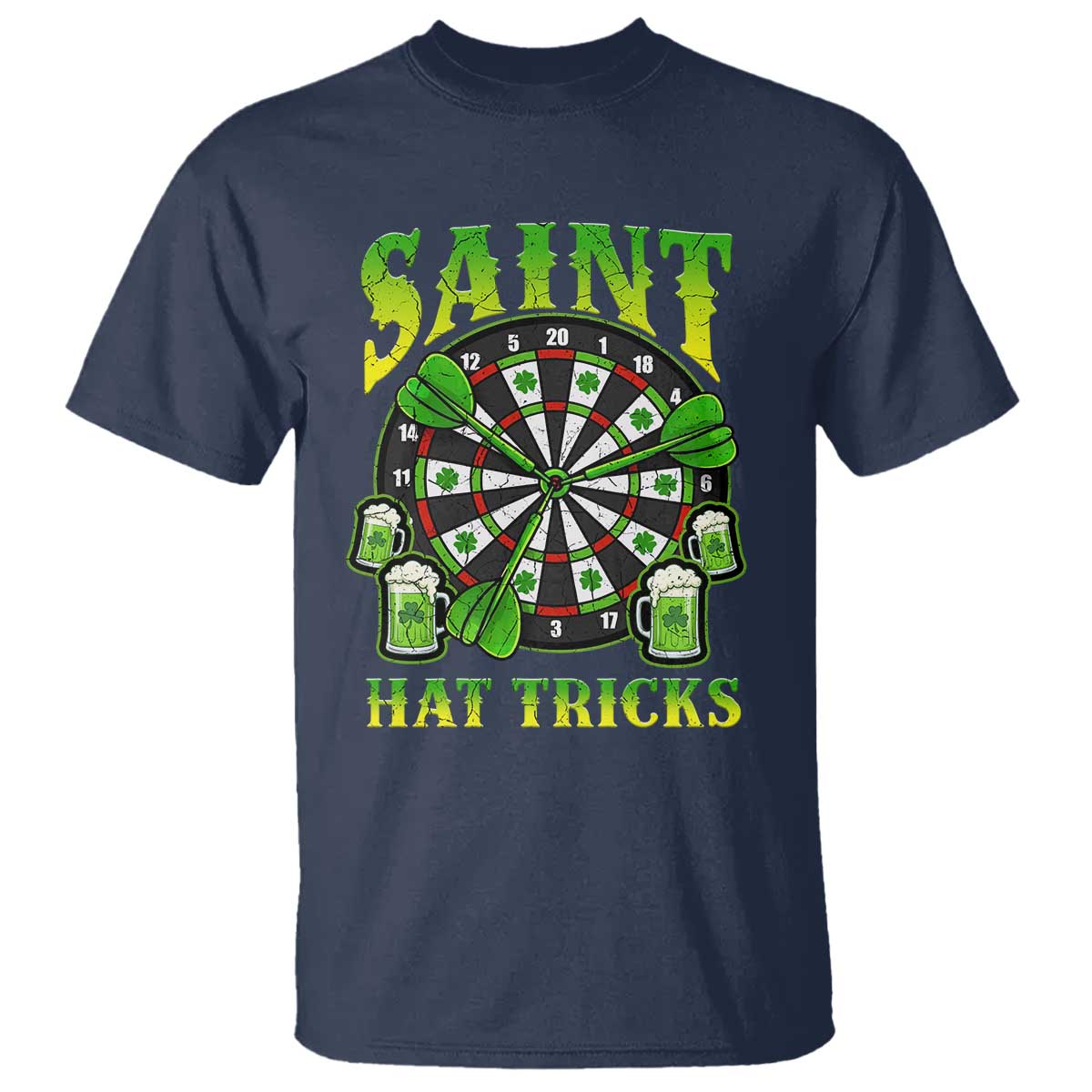 Saint Hat Tricks St Patricks Day T Shirt Darts Player Gift TS12 Navy Print Your Wear