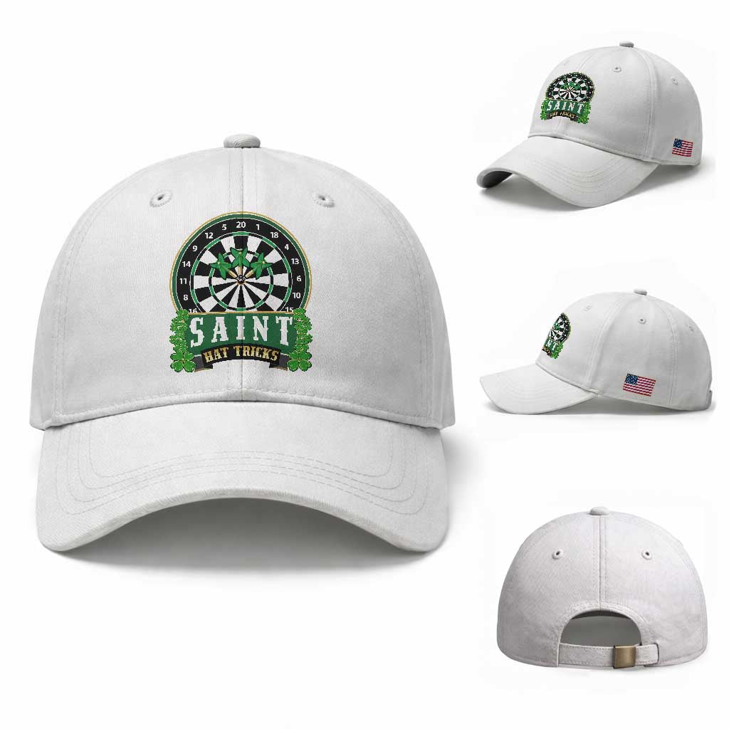 Saint Hat Tricks Baseball Cap St Patricks Day Dart Thrower Gift TS12 Baseball Cap Universal Fit White Print Your Wear