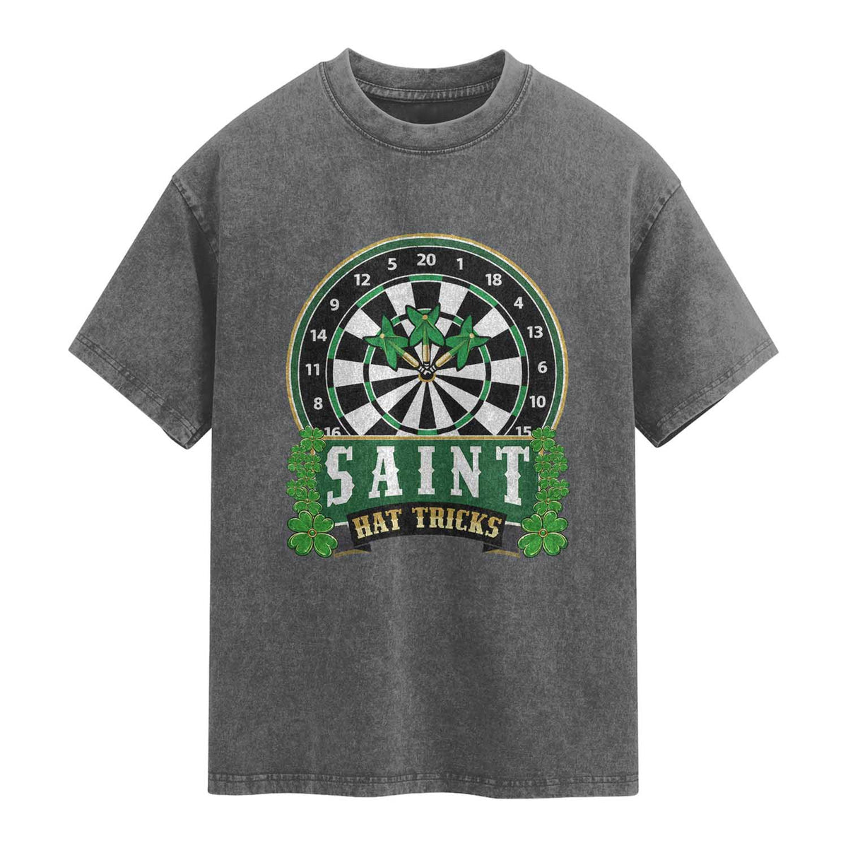 Saint Hat Tricks Washed Cotton T-Shirt St Patricks Day Dart Thrower Gift