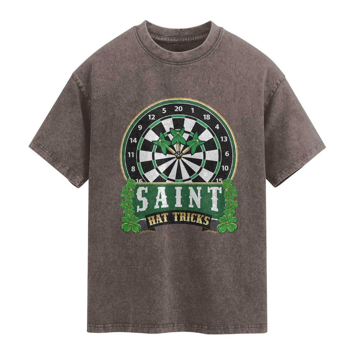 Saint Hat Tricks Washed Cotton T-Shirt St Patricks Day Dart Thrower Gift