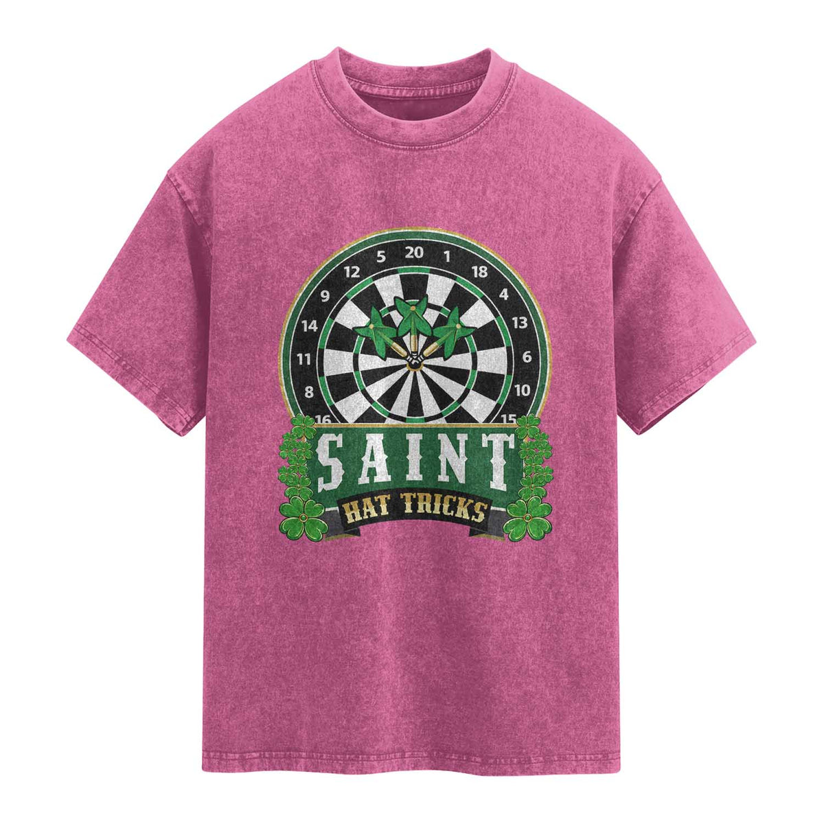 Saint Hat Tricks Washed Cotton T-Shirt St Patricks Day Dart Thrower Gift