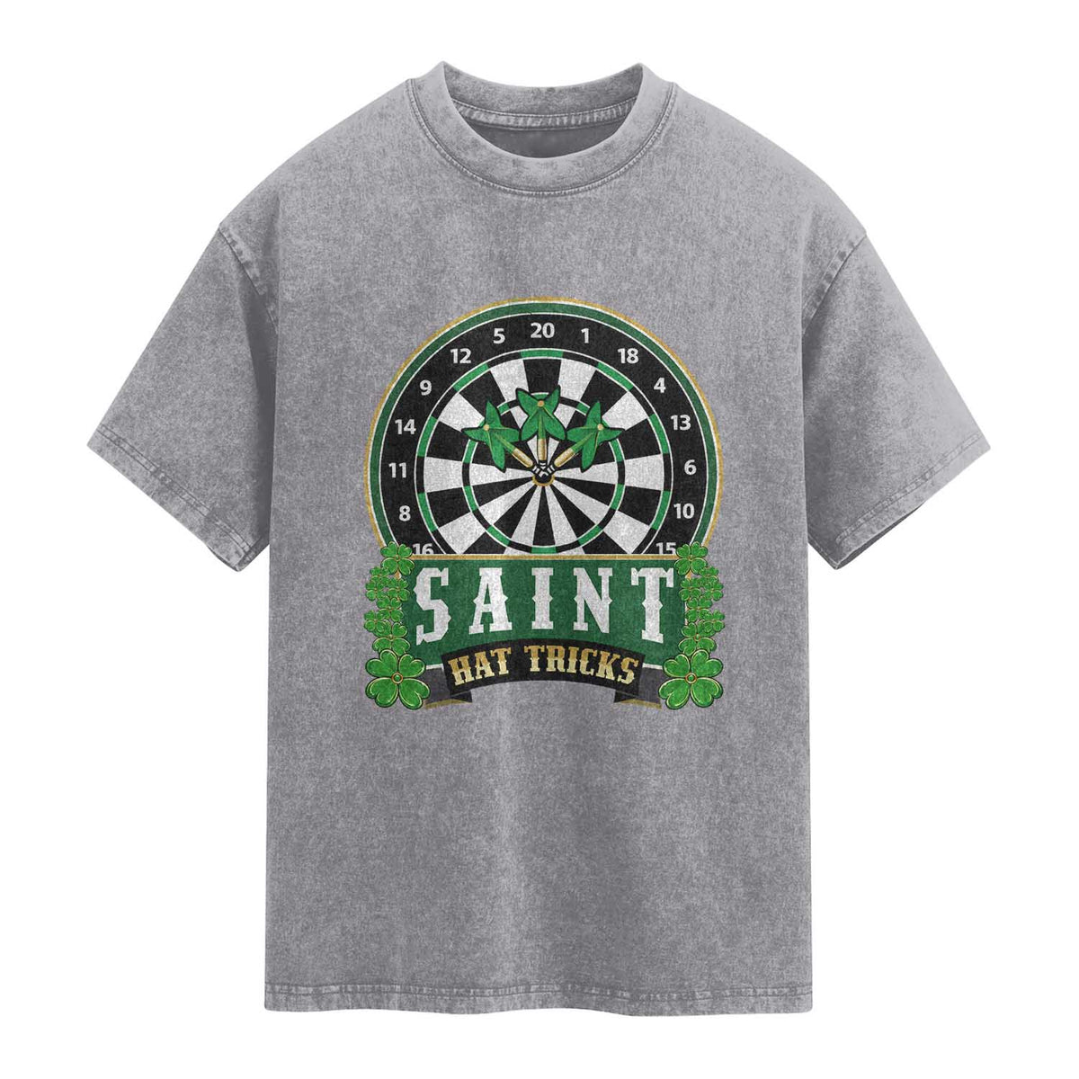 Saint Hat Tricks Washed Cotton T-Shirt St Patricks Day Dart Thrower Gift
