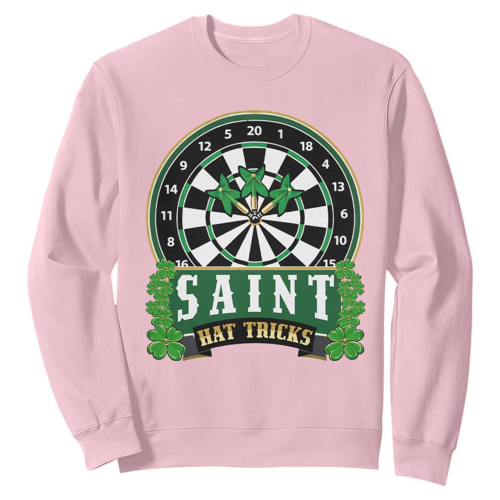 Saint Hat Tricks Sweatshirt St Patricks Day Dart Thrower Gift TS12 Light Pink Print Your Wear