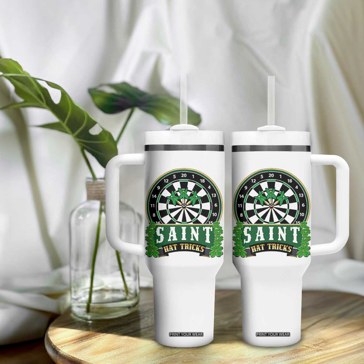 Saint Hat Tricks Tumbler With Handle St Patricks Day Dart Thrower Gift TS12 Print Your Wear