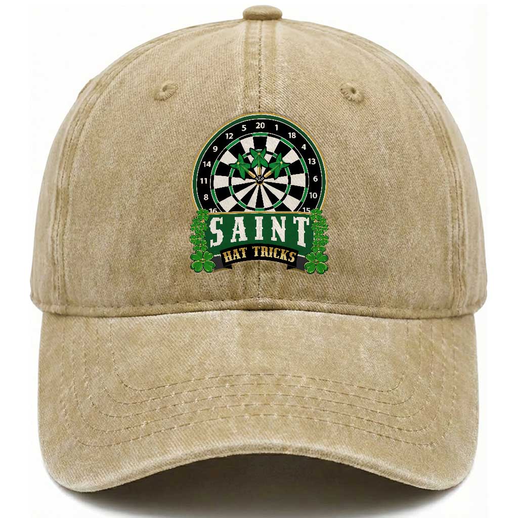 Saint Hat Tricks Washed Cotton Baseball Cap St Patricks Day Dart Thrower Gift TS12 Print Your Wear