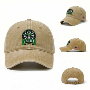 Saint Hat Tricks Washed Cotton Baseball Cap St Patricks Day Dart Thrower Gift TS12 Washed Cap Universal Fit Khaki Print Your Wear