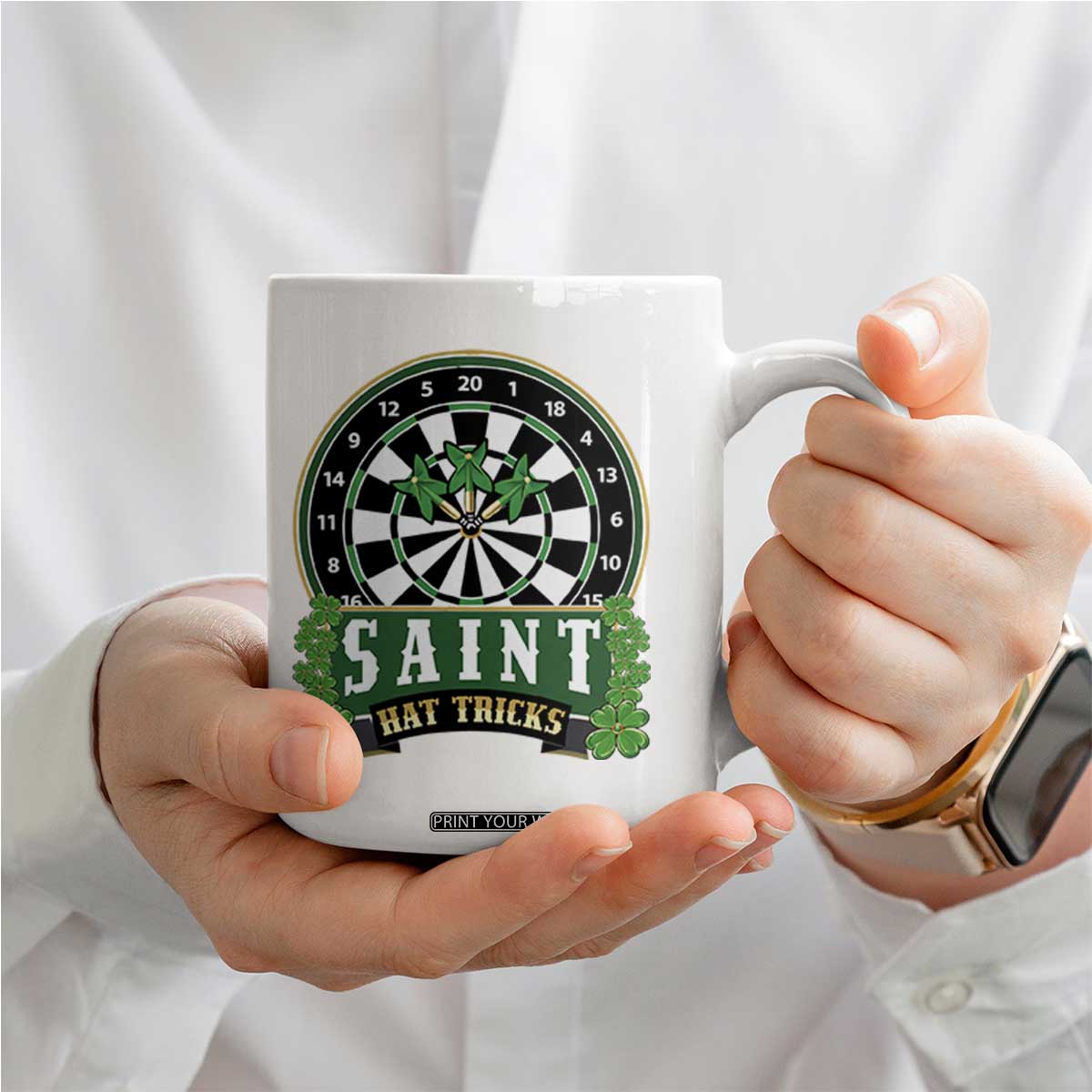 Saint Hat Tricks Coffee Mug St Patricks Day Dart Thrower Gift TS12 Print Your Wear