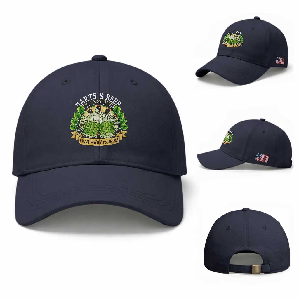 Beer And Darts St Patricks Day Gift Baseball Cap That Is Why I Am Here TS12 Baseball Cap Universal Fit Navy Print Your Wear