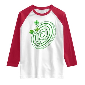 Dirty Humor Dartist St Patricks Day Gift Raglan Shirt Just The Tip TS12 White Red Print Your Wear