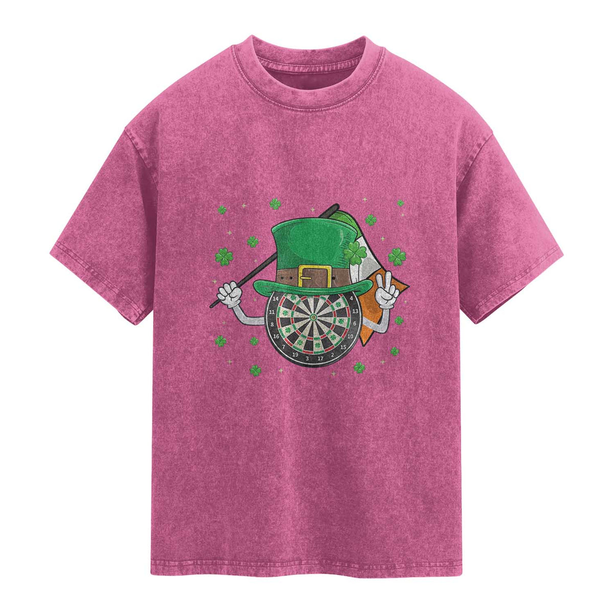 Lucky Darts Board With Irish Flag Washed Cotton T-Shirt St Patricks Day Gift
