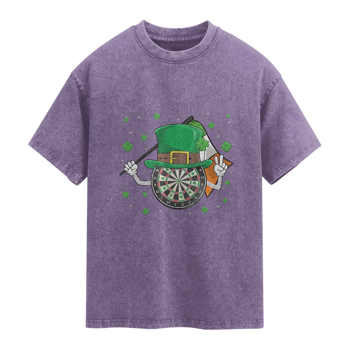 Lucky Darts Board With Irish Flag Washed Cotton T-Shirt St Patricks Day Gift