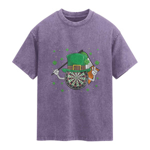 Lucky Darts Board With Irish Flag Washed Cotton T-Shirt St Patricks Day Gift