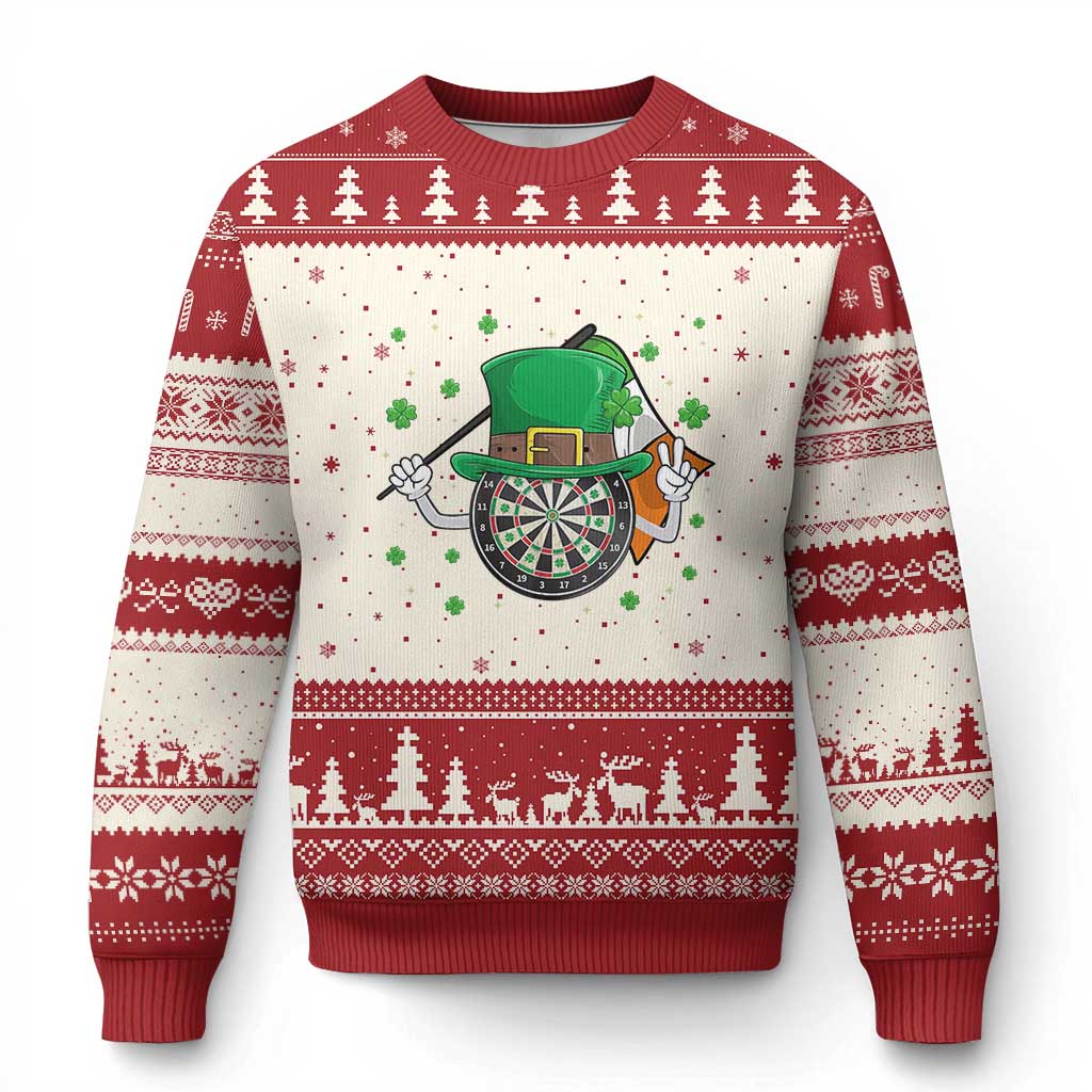 Lucky Darts Board With Irish Flag Ugly Christmas Sweater St Patricks Day Gift TS12 Beige Red Print Your Wear