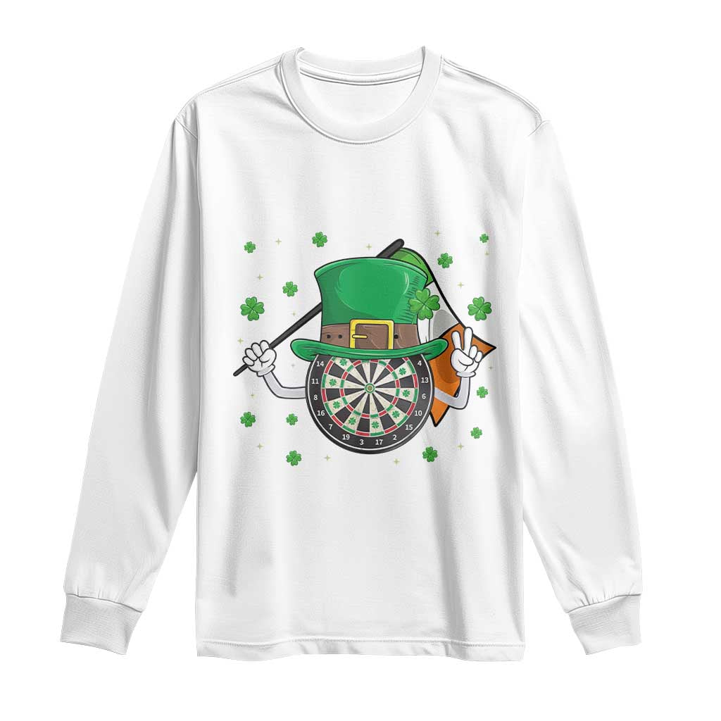 Lucky Darts Board With Irish Flag Long Sleeve Shirt St Patricks Day Gift TS12 White Print Your Wear