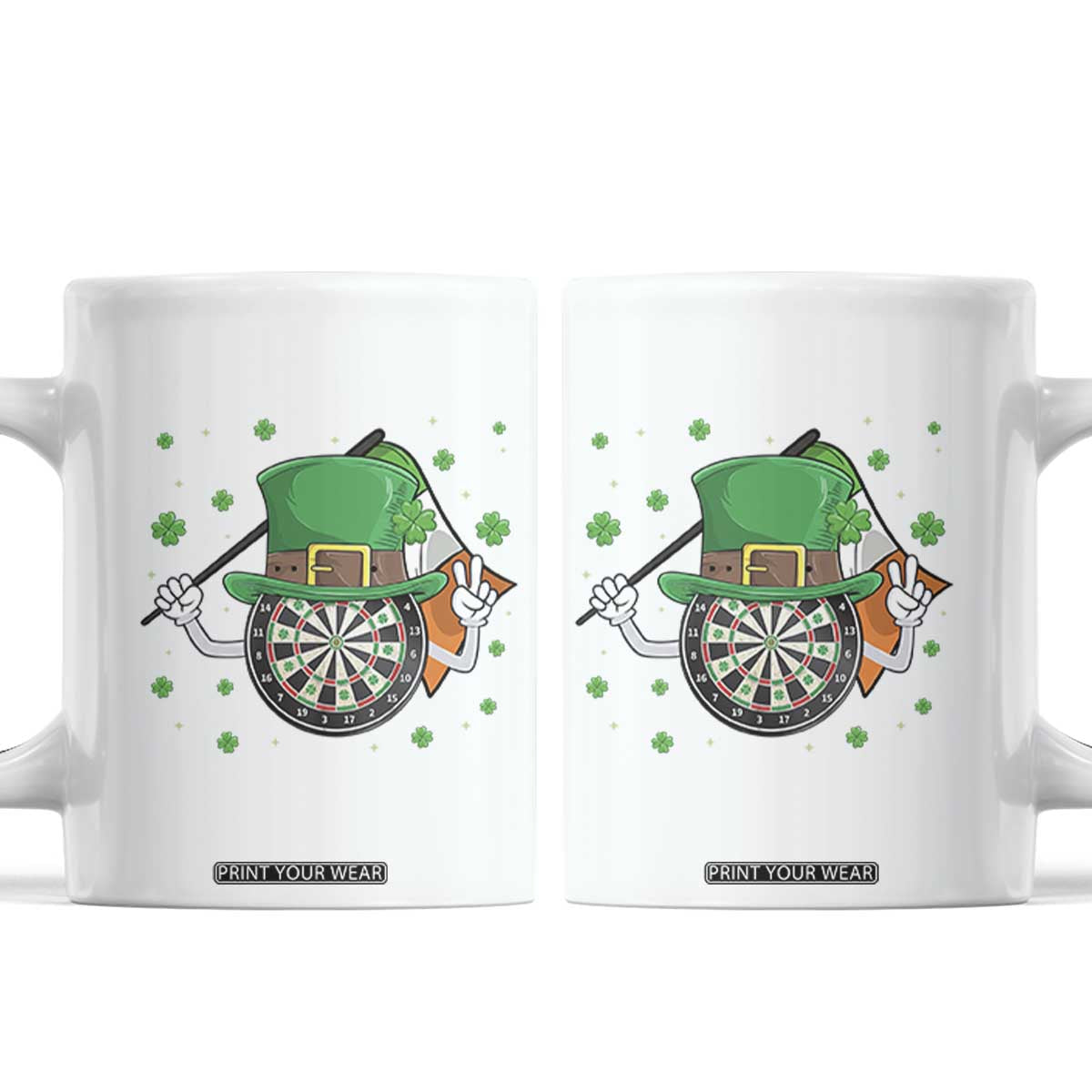 Lucky Darts Board With Irish Flag Coffee Mug St Patricks Day Gift TS12 White Print Your Wear