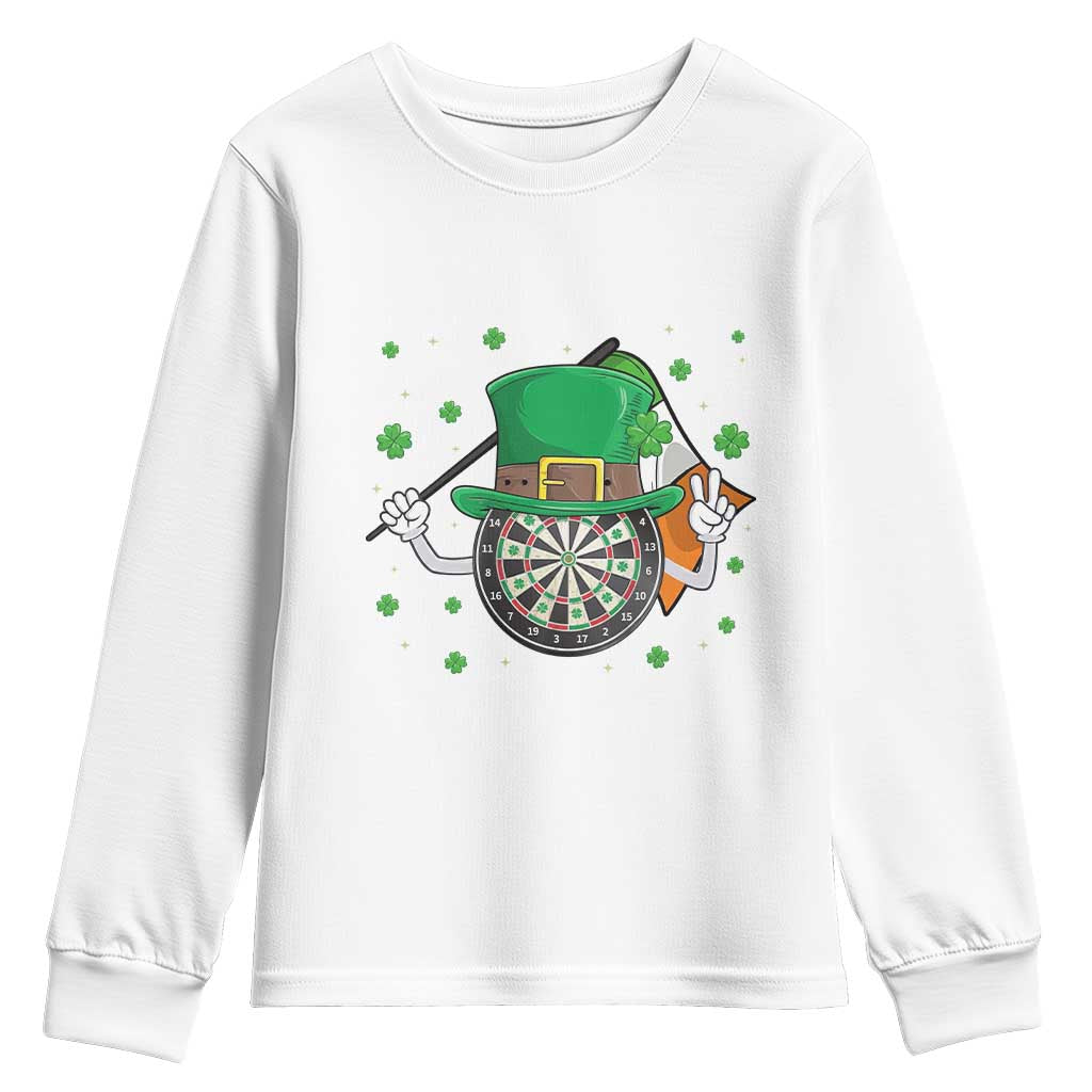 Lucky Darts Board With Irish Flag Youth Sweatshirt St Patricks Day Gift TS12 White Print Your Wear