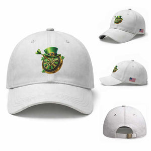 St Patricks Day Irish Darts Board Celebration Gift Baseball Cap TS12 Baseball Cap Universal Fit White Print Your Wear