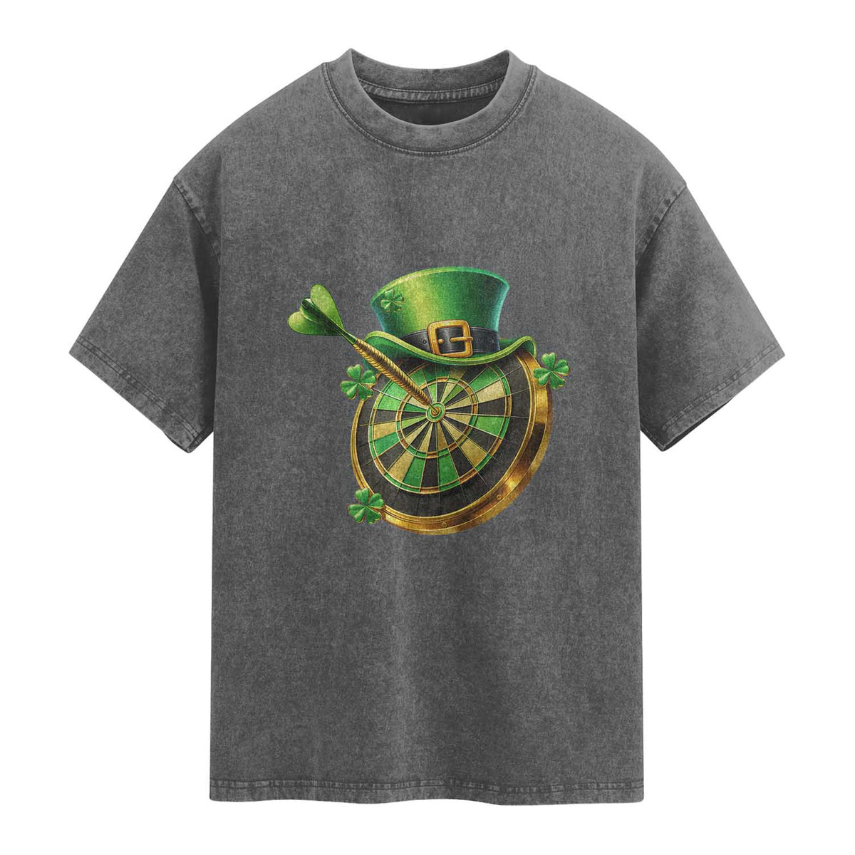St Patricks Day Irish Darts Board Celebration Gift Washed Cotton T-Shirt