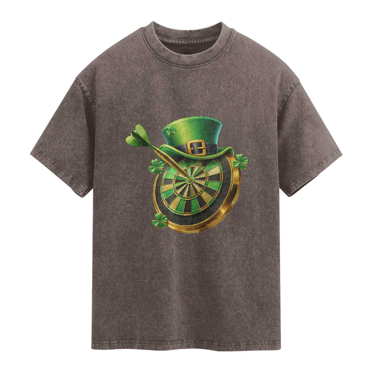 St Patricks Day Irish Darts Board Celebration Gift Washed Cotton T-Shirt
