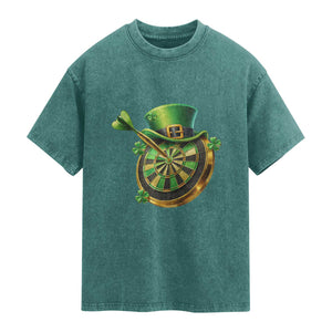 St Patricks Day Irish Darts Board Celebration Gift Washed Cotton T-Shirt