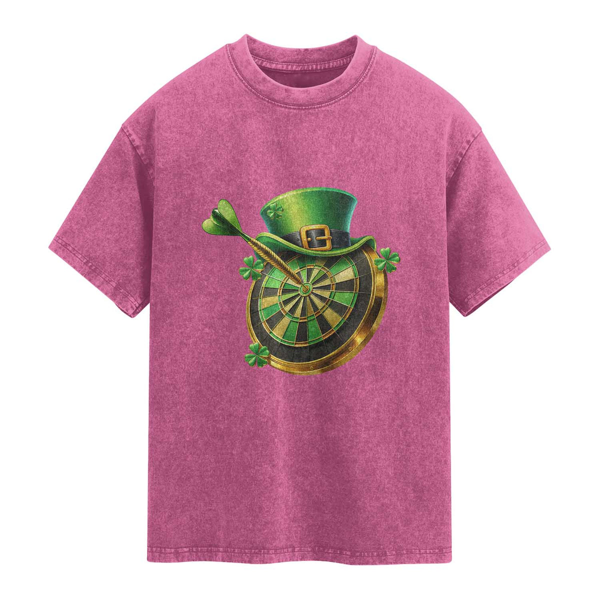 St Patricks Day Irish Darts Board Celebration Gift Washed Cotton T-Shirt