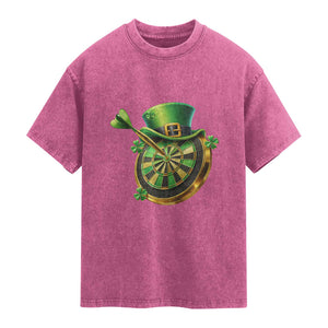 St Patricks Day Irish Darts Board Celebration Gift Washed Cotton T-Shirt