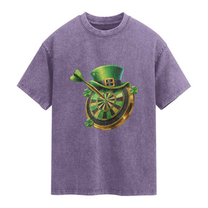 St Patricks Day Irish Darts Board Celebration Gift Washed Cotton T-Shirt