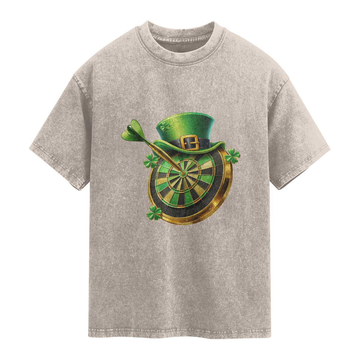 St Patricks Day Irish Darts Board Celebration Gift Washed Cotton T-Shirt