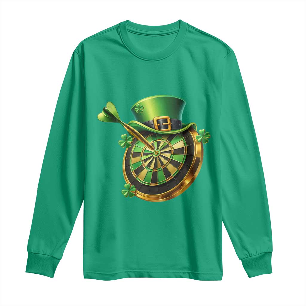St Patricks Day Irish Darts Board Celebration Gift Long Sleeve Shirt TS12 Irish Green Print Your Wear