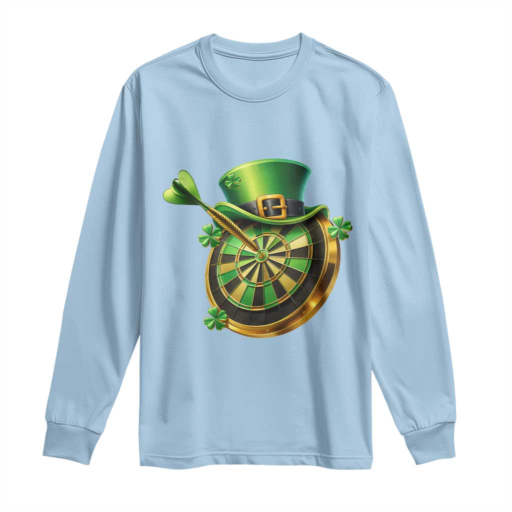 St Patricks Day Irish Darts Board Celebration Gift Long Sleeve Shirt TS12 Light Blue Print Your Wear